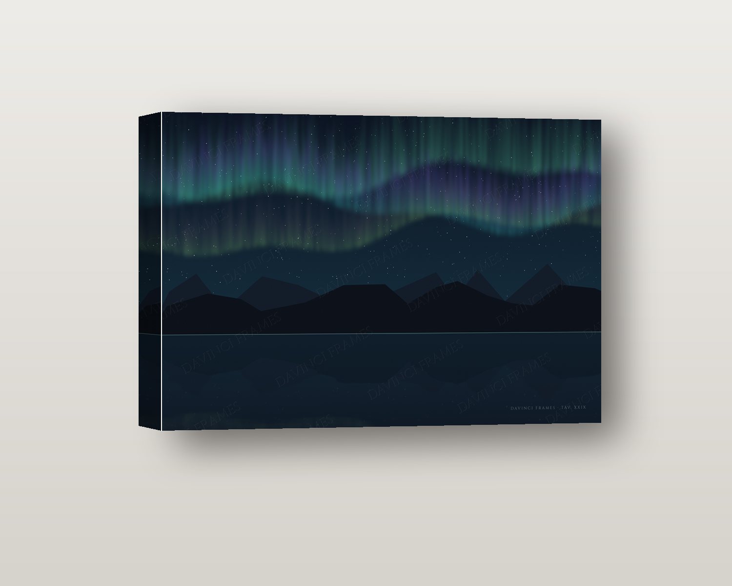 Aurora shadow box on a wall